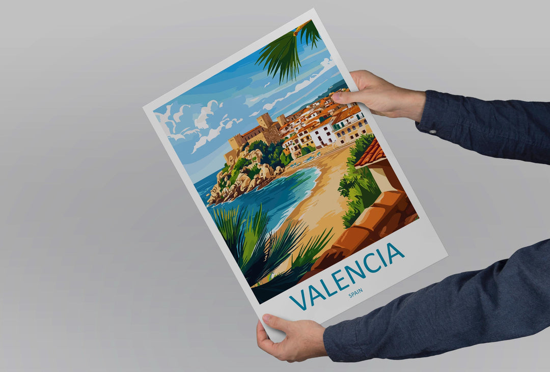 Valencia Travel Print Spain Wall Art Cityscape Poster Coastal Decor Gift for Europe Lover Historic Architecture Art Print