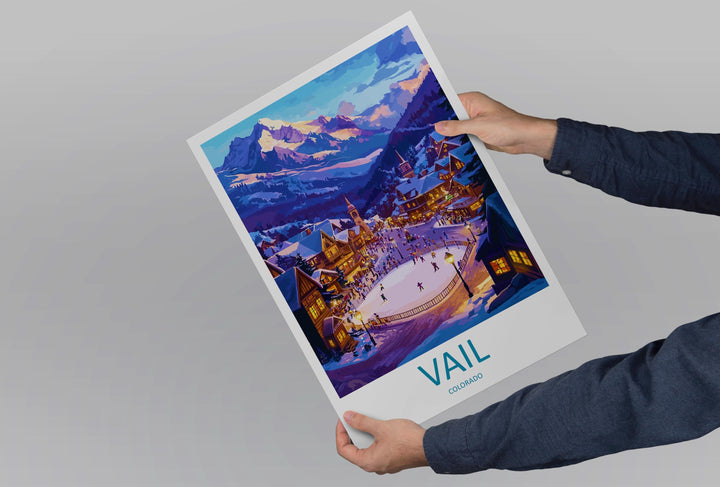 Vail Travel Print Colorado Wall Art Mountain Landscape Poster Ski Resort Decor Gift for Adventure Lover Alpine Scenery Art