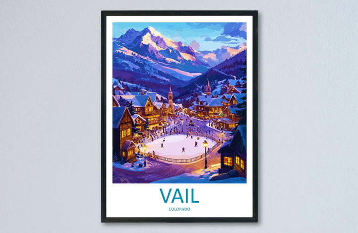 Vail Travel Print Colorado Wall Art Mountain Landscape Poster Ski Resort Decor Gift for Adventure Lover Alpine Scenery Art