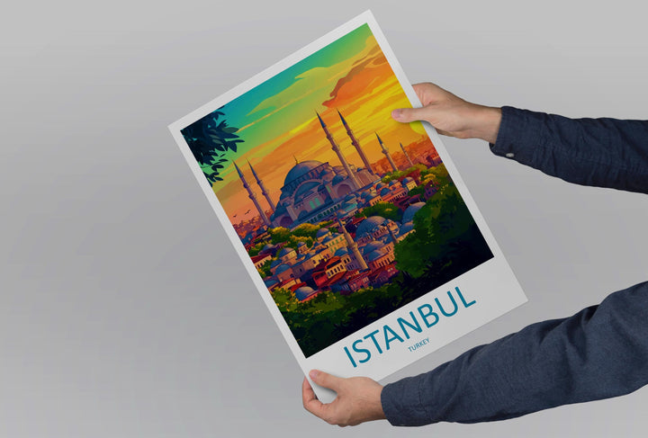 Istanbul Travel Print Turkey Wall Art Cityscape Poster Cultural Decor Gift for History Lover Bosphorus Landscape Art Print