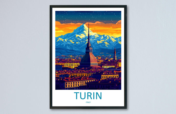 Turin Travel Print Italy Wall Art Cityscape Poster Historic Decor Gift for Architecture Lover Piedmont Landscape Art Print