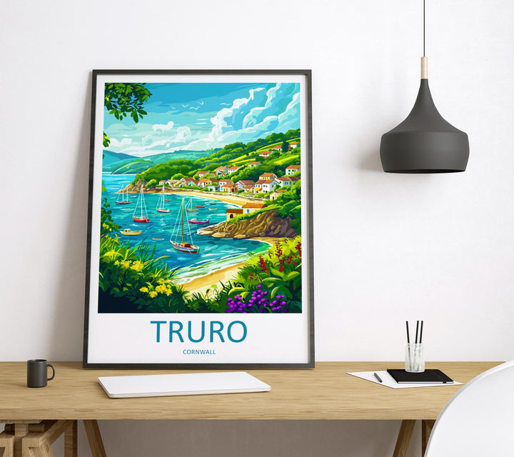 Truro Travel Print Cornwall Wall Art Cityscape Poster Cathedral Decor Gift for UK Lover Historic Town Landscape Art Print
