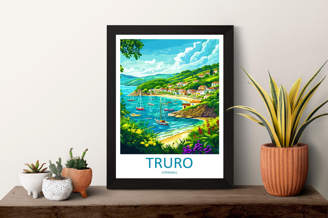 Truro Travel Print Cornwall Wall Art Cityscape Poster Cathedral Decor Gift for UK Lover Historic Town Landscape Art Print