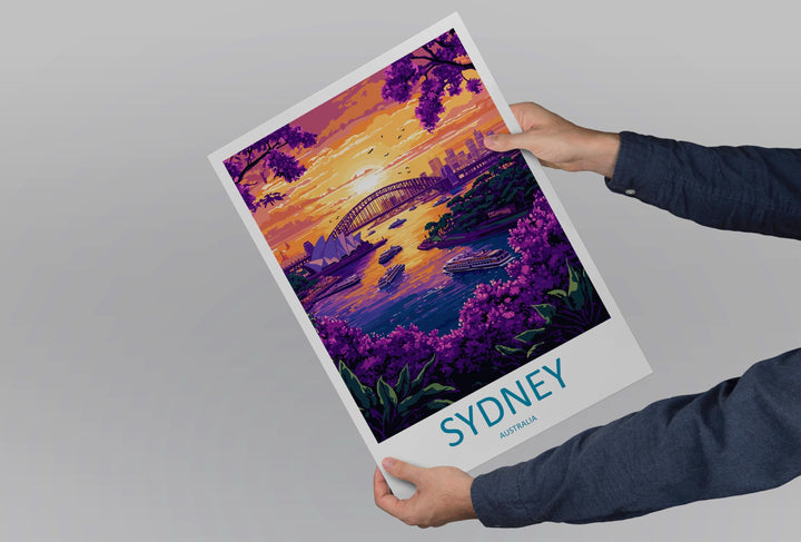 Sydney Travel Print Australia Wall Art Cityscape Poster Coastal Decor Gift for Architecture Lover Harbour Landscape Art Print
