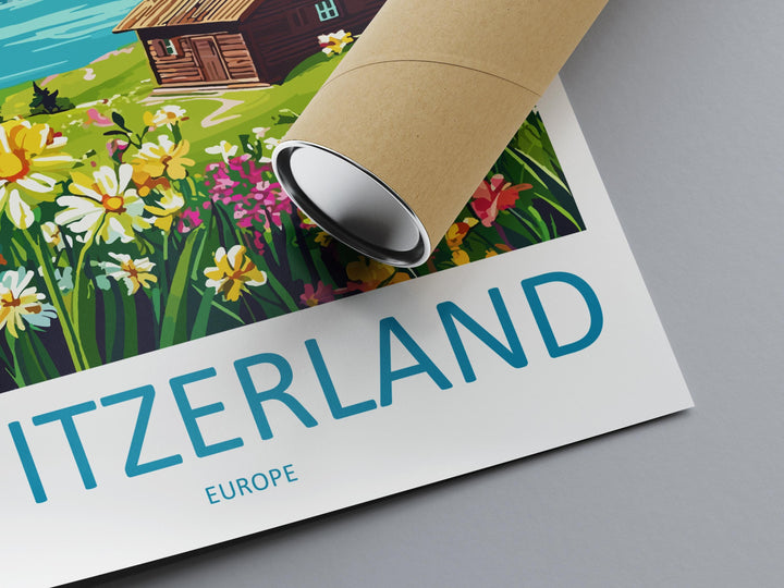 Switzerland Travel Print Swiss Wall Art Alpine Landscape Poster Nature Decor Gift for Mountain Lover Scenic Country Art Print