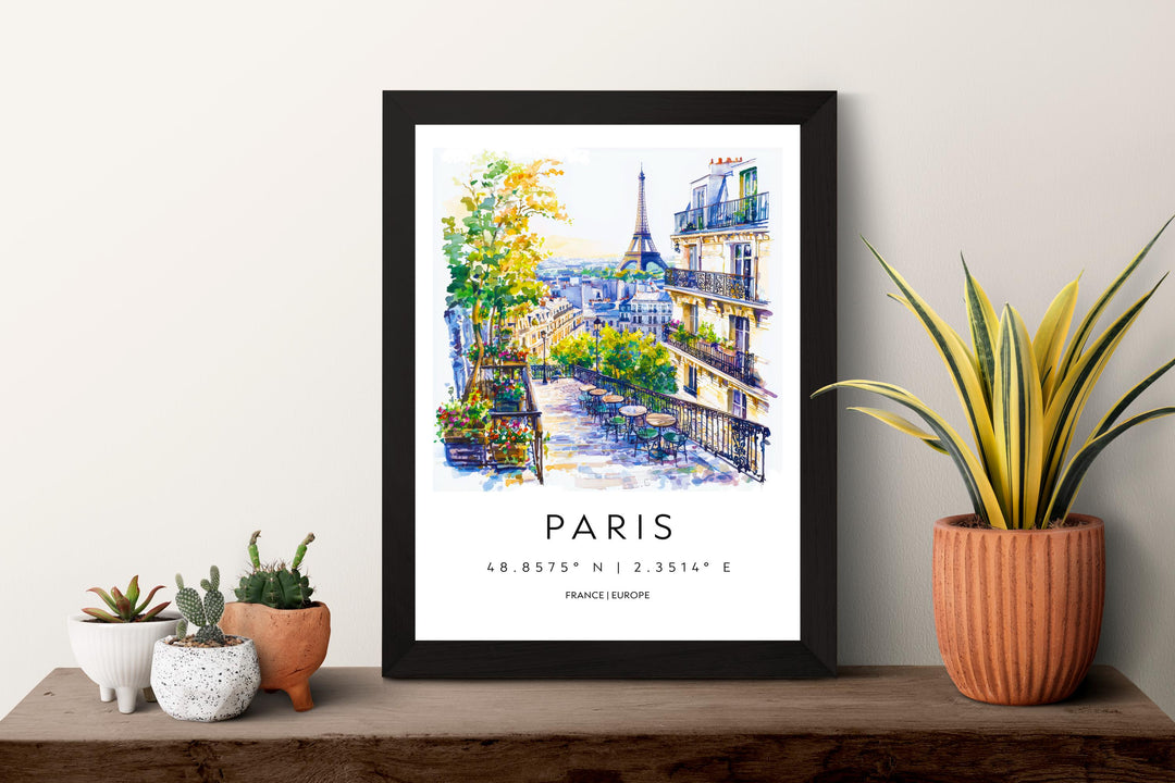 Paris Watercolor Poster Paris Travel Print Paris Wall Art Paris Cityscape Painting Paris Souvenir France Home Decor