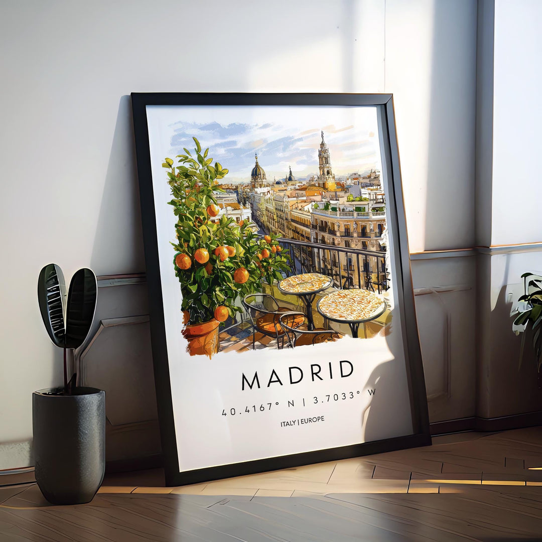 Madrid Watercolor Poster Madrid Travel Print Madrid Wall Art Madrid Cityscape Painting Madrid Souvenir Spain Decor