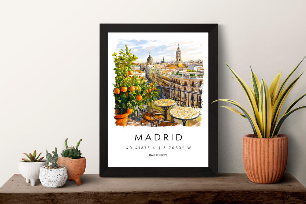 Madrid Watercolor Poster Madrid Travel Print Madrid Wall Art Madrid Cityscape Painting Madrid Souvenir Spain Decor