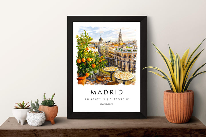 Madrid Watercolor Poster Madrid Travel Print Madrid Wall Art Madrid Cityscape Painting Madrid Souvenir Spain Decor