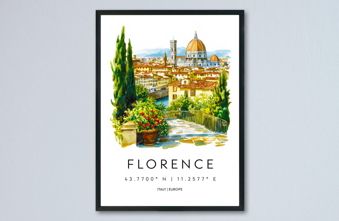 Florence Watercolor Poster Florence Travel Print Florence Wall Art Florence Cityscape Painting Florence Souvenir Italy Decor