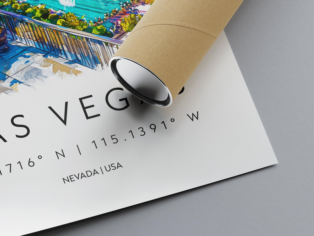 Las Vegas Watercolor Poster Las Vegas Travel Print Las Vegas Wall Art Las Vegas Cityscape Painting Las Vegas Souvenir USA Decor