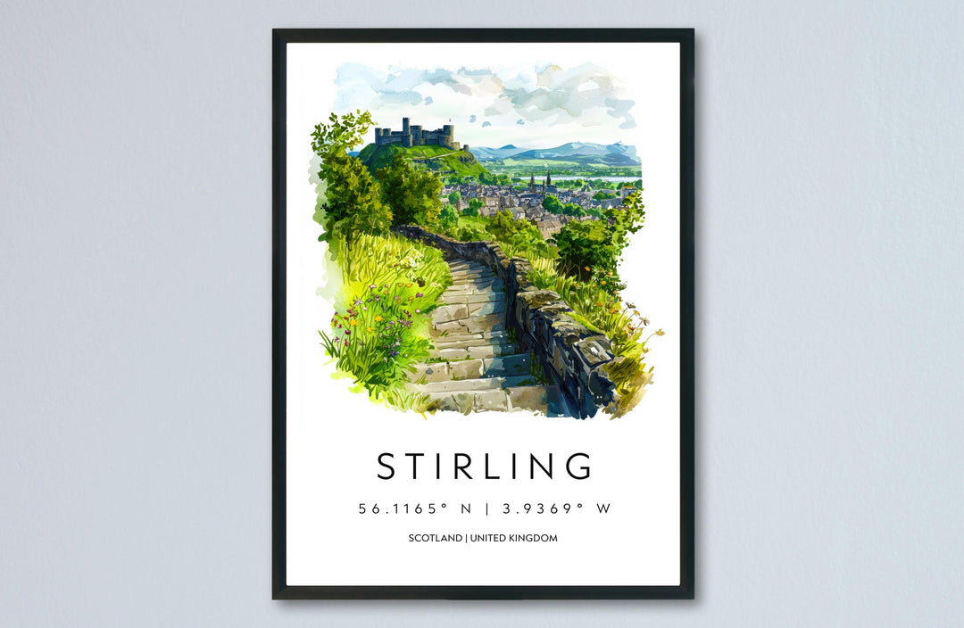 Stirling Castle Watercolor Poster Stirling Castle Travel Print Stirling Castle Wall Art Stirling Castle Painting Scotland Souvenir Decor