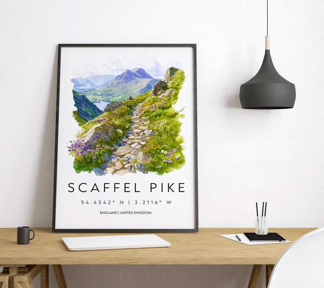 Scafell Pike Watercolor Poster Scafell Pike Travel Print Scafell Pike Wall Art Scafell Pike Landscape Painting Scafell Pike Souvenir UK Deco