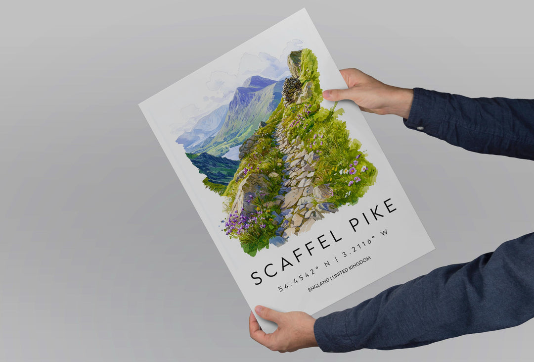 Scafell Pike Watercolor Poster Scafell Pike Travel Print Scafell Pike Wall Art Scafell Pike Landscape Painting Scafell Pike Souvenir UK Deco