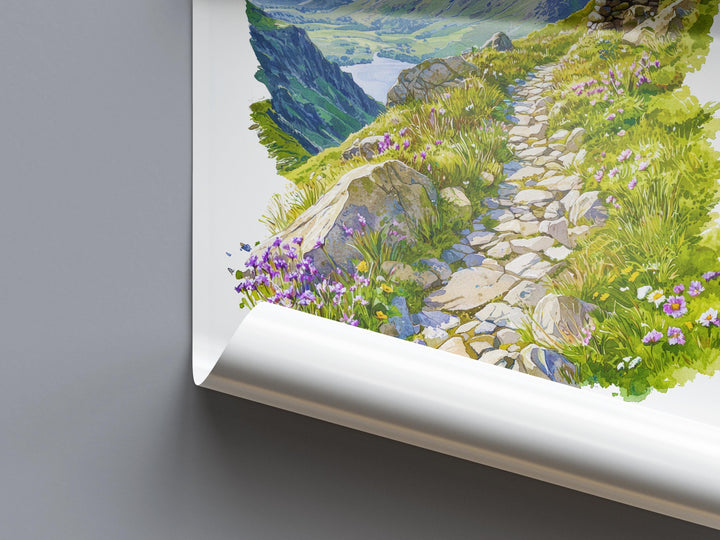 Scafell Pike Watercolor Poster Scafell Pike Travel Print Scafell Pike Wall Art Scafell Pike Landscape Painting Scafell Pike Souvenir UK Deco