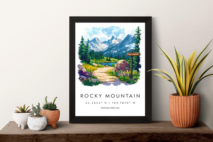 Rocky Mountain Watercolor Poster Rocky Mountain Travel Print Rocky Mountain Wall Art Rocky Mountain Landscape Painting Rocky Mountain USA