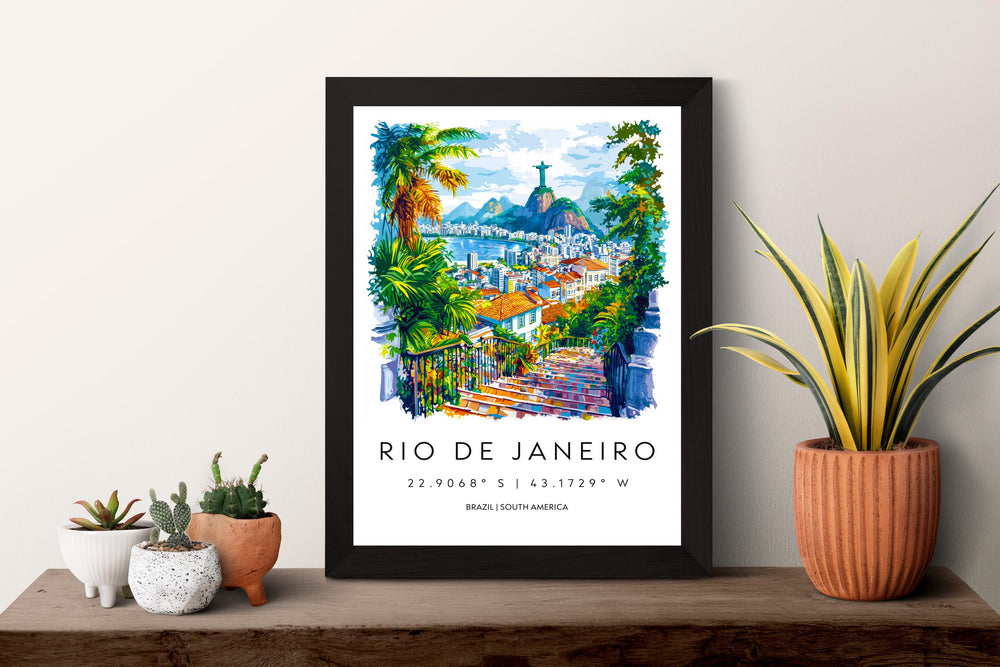 Rio de Janeiro Watercolor Poster Rio de Janeiro Travel Print Rio de Janeiro Wall Art Rio de Janeiro Painting Rio de Janeiro Souvenir Brazil