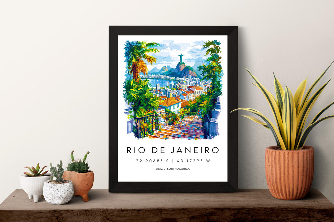 Rio de Janeiro Watercolor Poster Rio de Janeiro Travel Print Rio de Janeiro Wall Art Rio de Janeiro Painting Rio de Janeiro Souvenir Brazil