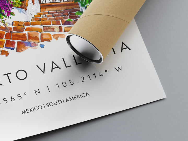 Puerto Vallarta Watercolor Poster Puerto Vallarta Travel Print Puerto Vallarta Wall Art Puerto Vallarta Painting Mexico Souvenir Decor