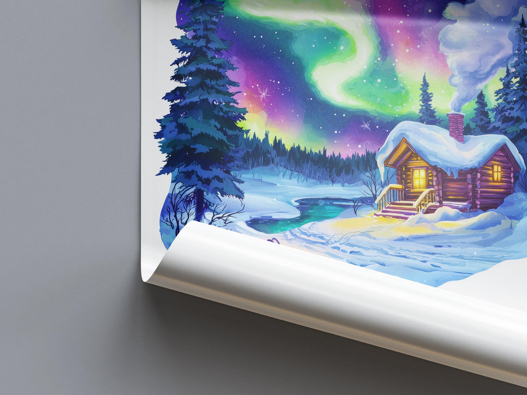 Northern Lights Watercolor Poster Northern Lights Travel Print Northern Lights Wall Art Northern Lights Painting Aurora Borealis Decor