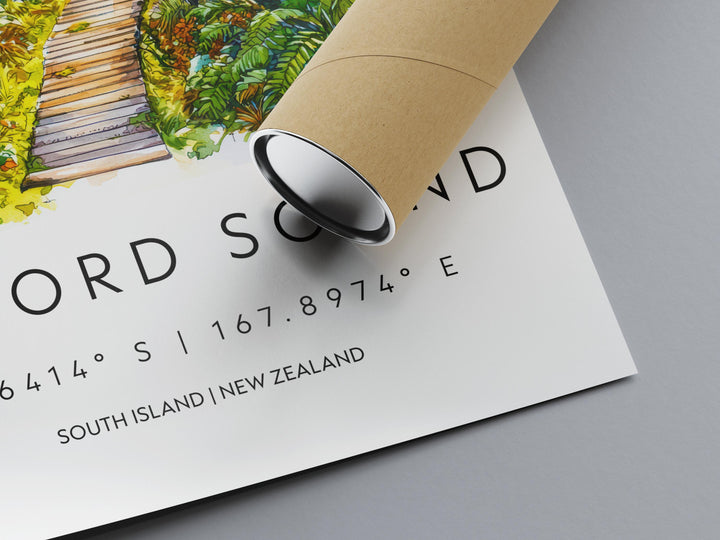 Milford Sound Watercolor Poster Milford Sound Travel Print Milford Sound Wall Art Milford Sound Landscape Painting Milford Sound Souvenir