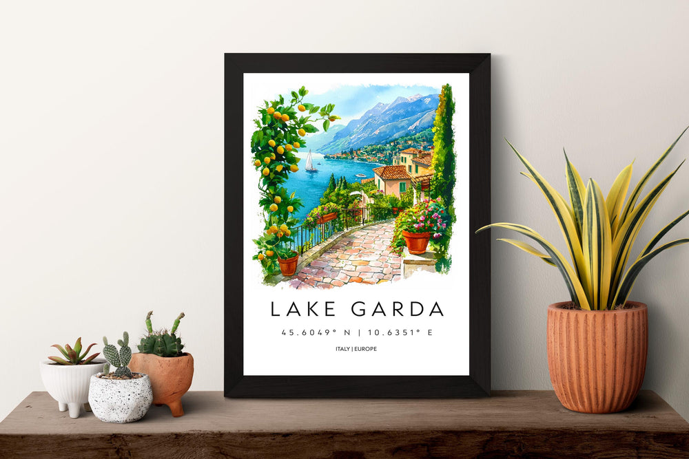 Lake Garda Watercolor Poster Lake Garda Travel Print Lake Garda Wall Art Lake Garda Landscape Painting Lake Garda Souvenir Italy Decor