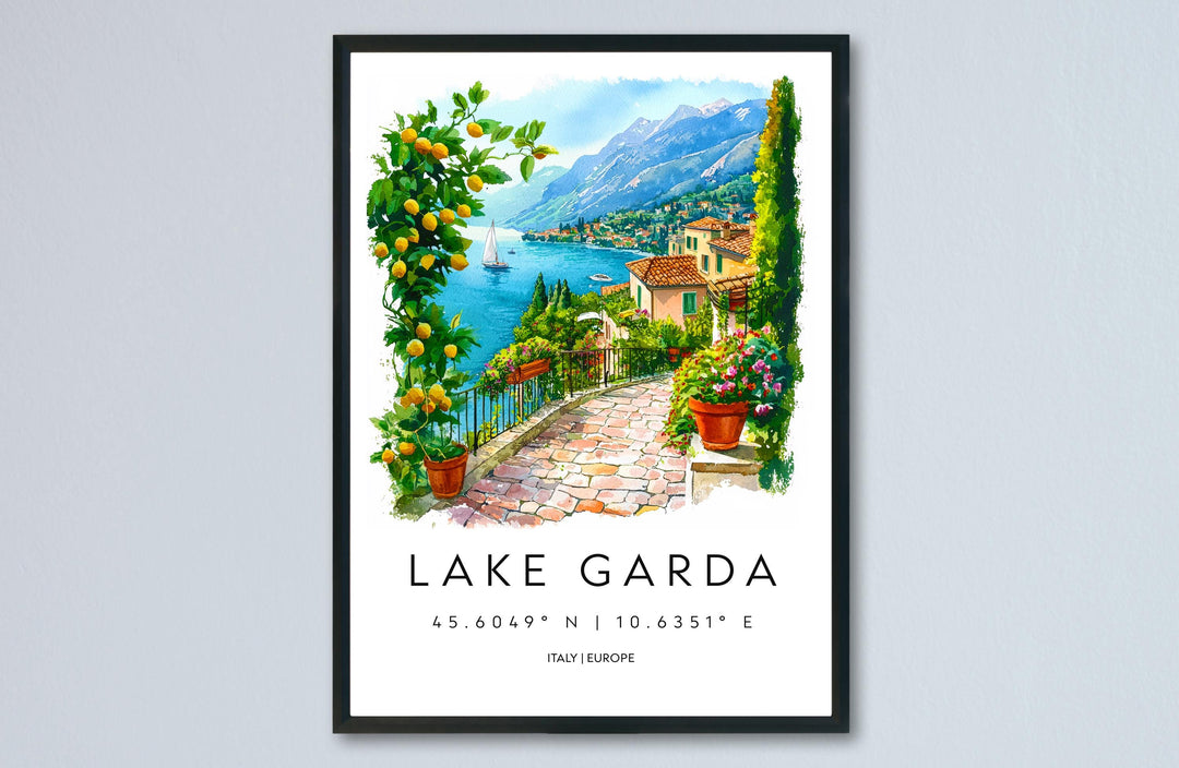 Lake Garda Watercolor Poster Lake Garda Travel Print Lake Garda Wall Art Lake Garda Landscape Painting Lake Garda Souvenir Italy Decor
