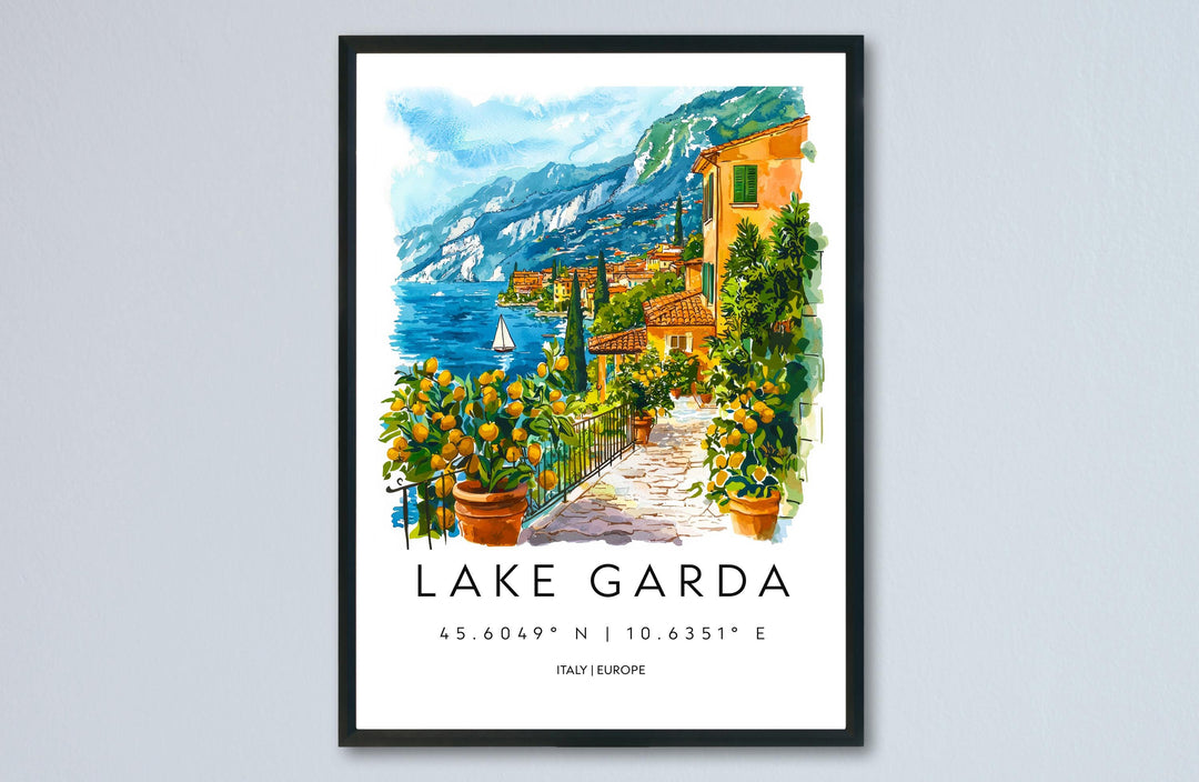 Lake Garda Watercolor Poster Lake Garda Travel Print Lake Garda Wall Art Lake Garda Landscape Painting Lake Garda Souvenir Italy Decor
