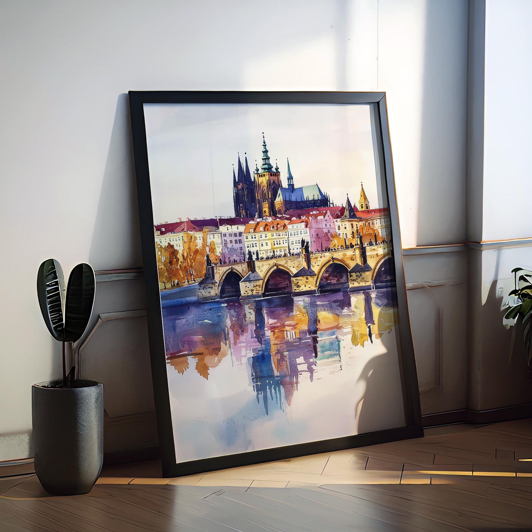 Prague Watercolor Poster Prague Travel Print Prague Wall Art Prague Cityscape Painting Prague Souvenir Czech Republic Decor