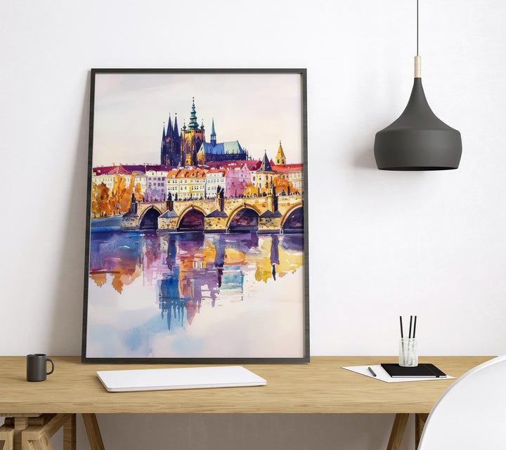 Prague Watercolor Poster Prague Travel Print Prague Wall Art Prague Cityscape Painting Prague Souvenir Czech Republic Decor