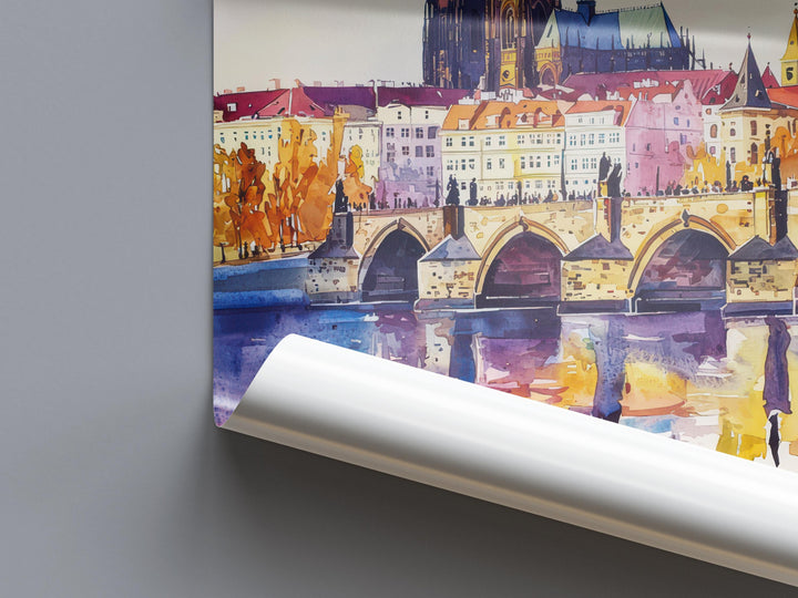 Prague Watercolor Poster Prague Travel Print Prague Wall Art Prague Cityscape Painting Prague Souvenir Czech Republic Decor