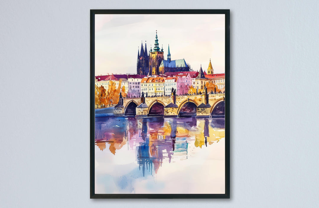 Prague Watercolor Poster Prague Travel Print Prague Wall Art Prague Cityscape Painting Prague Souvenir Czech Republic Decor