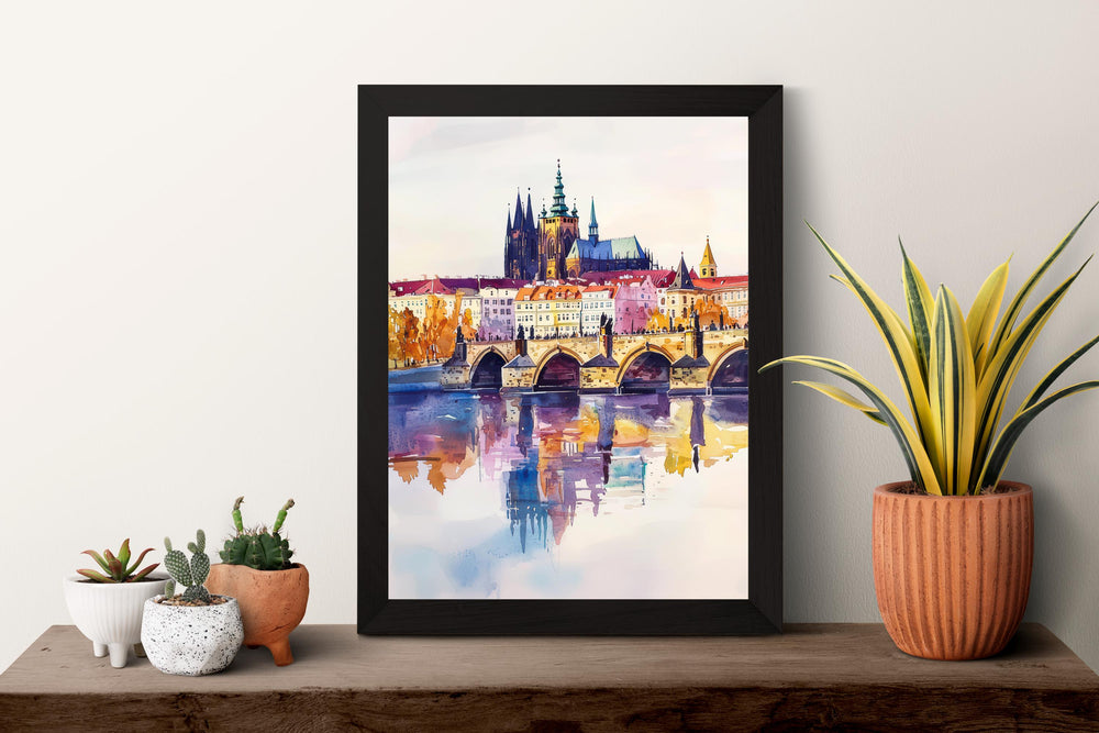 Prague Watercolor Poster Prague Travel Print Prague Wall Art Prague Cityscape Painting Prague Souvenir Czech Republic Decor