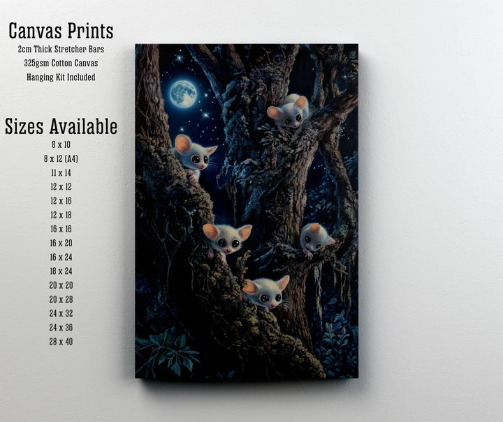 Sugar Gliders Art Print, Vintage Cottagecore Woodland Illustration