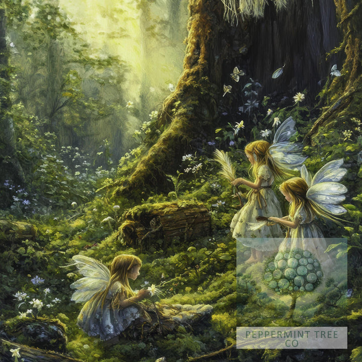 Fairy Feather Collectors Print, Vintage Cottagecore Art