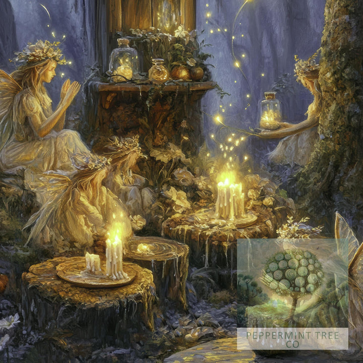 Candlelight Fairy Print: Vintage Cottagecore Fairytale Art