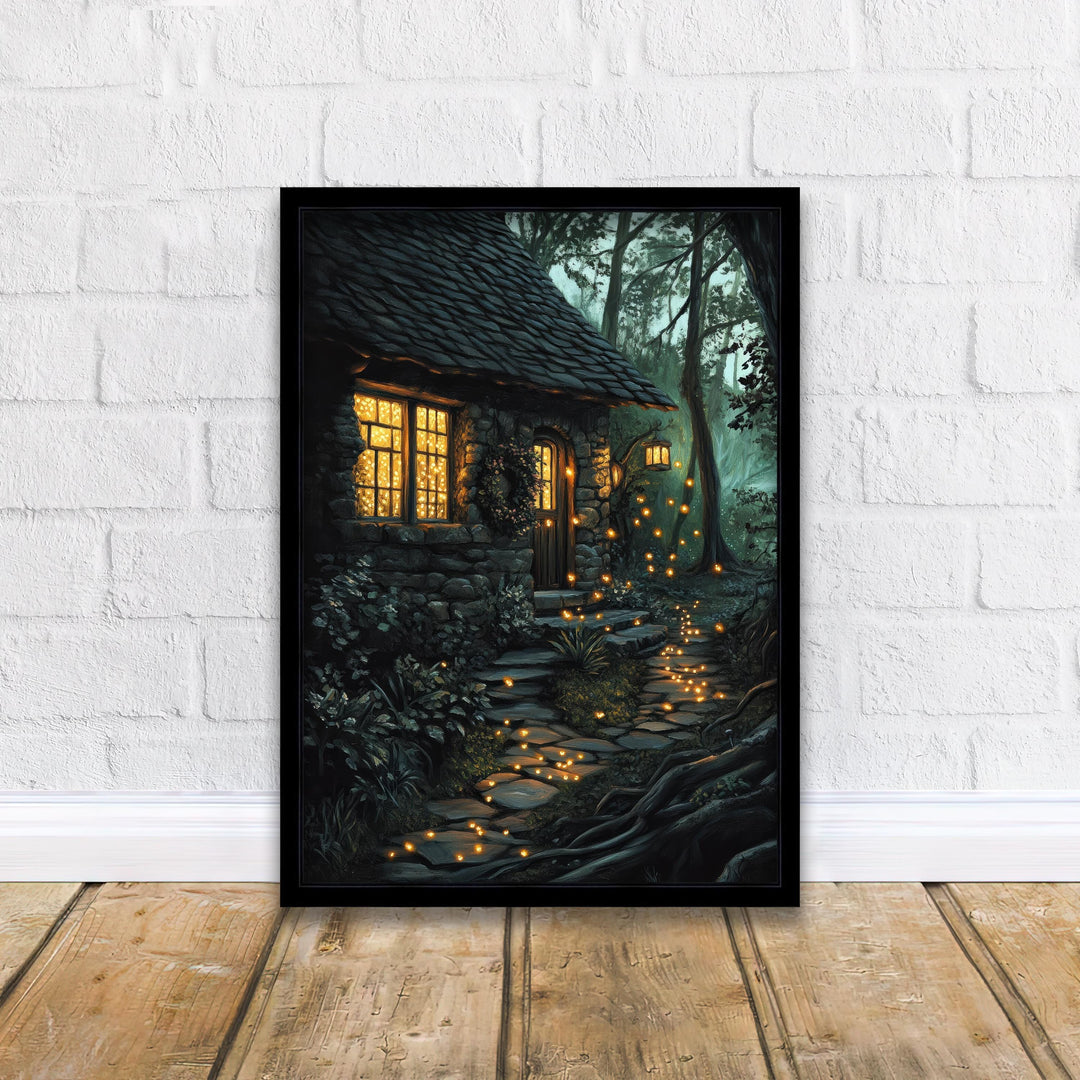 Lantern Fairies Cottage Print | Vintage Enchanted Forest Art