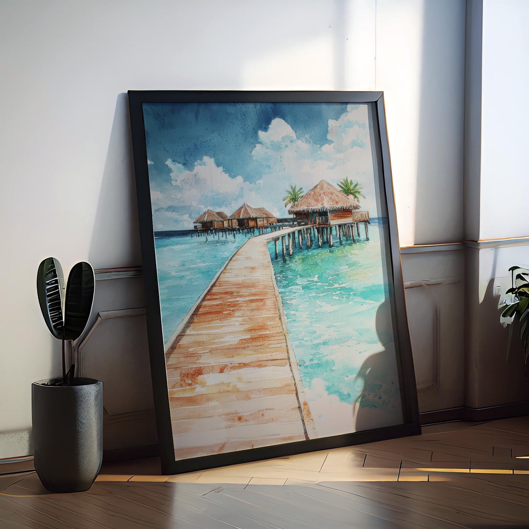 Maldives Watercolor Poster Maldives Travel Print Maldives Wall Art Maldives Island Painting Maldives Souvenir Tropical Decor