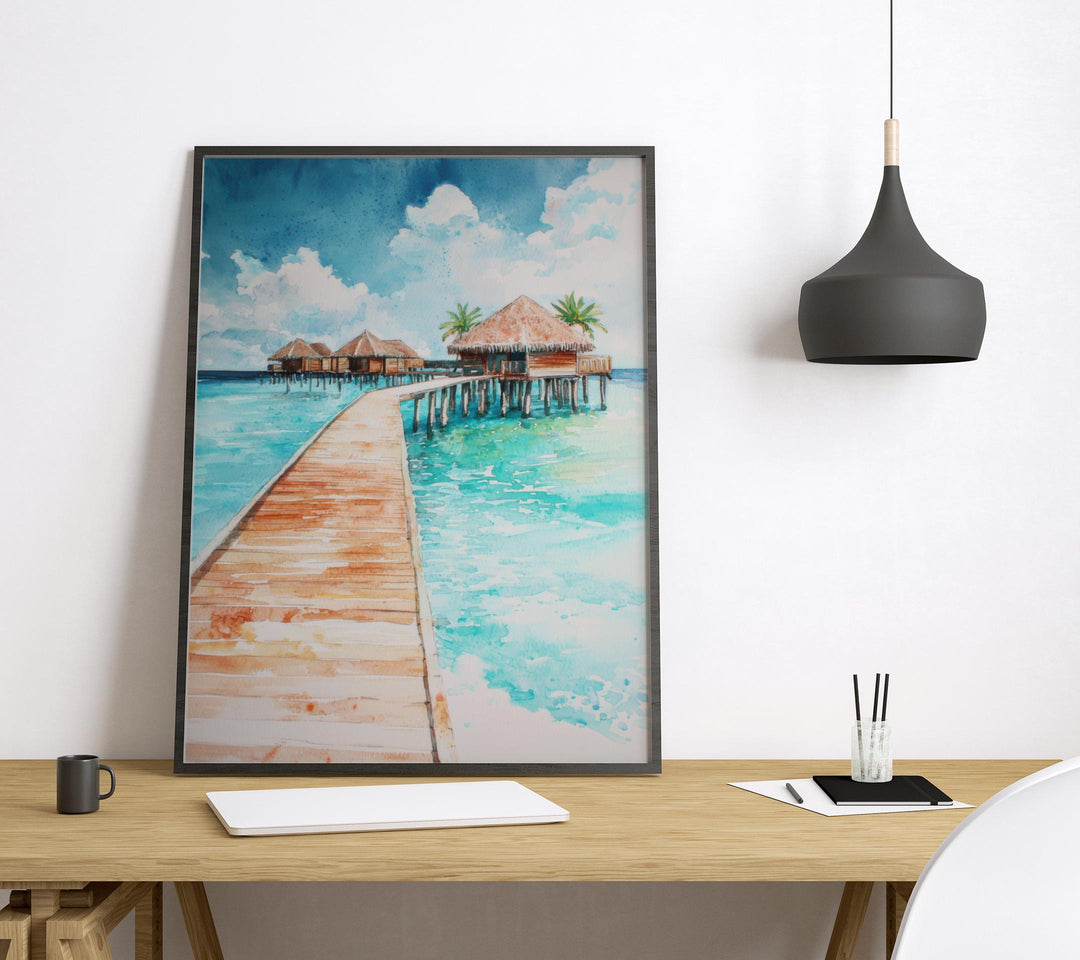 Maldives Watercolor Poster Maldives Travel Print Maldives Wall Art Maldives Island Painting Maldives Souvenir Tropical Decor