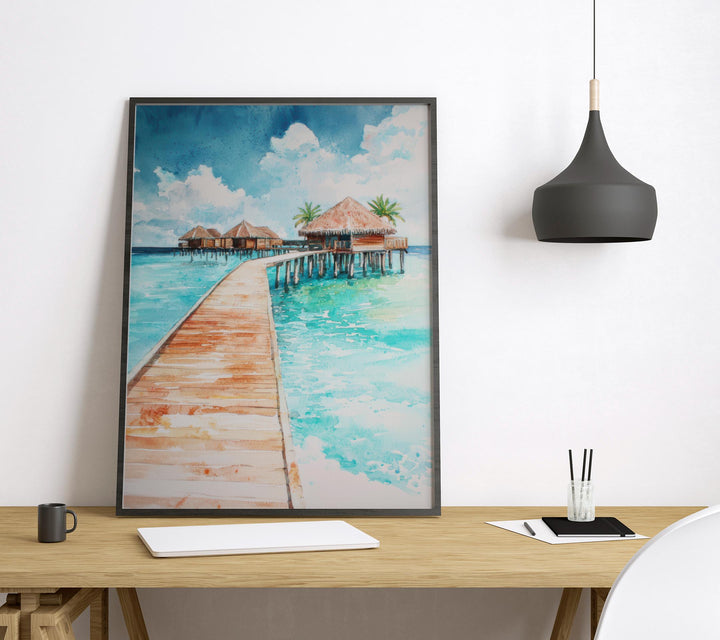 Maldives Watercolor Poster Maldives Travel Print Maldives Wall Art Maldives Island Painting Maldives Souvenir Tropical Decor