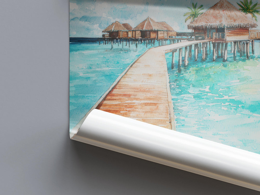 Maldives Watercolor Poster Maldives Travel Print Maldives Wall Art Maldives Island Painting Maldives Souvenir Tropical Decor