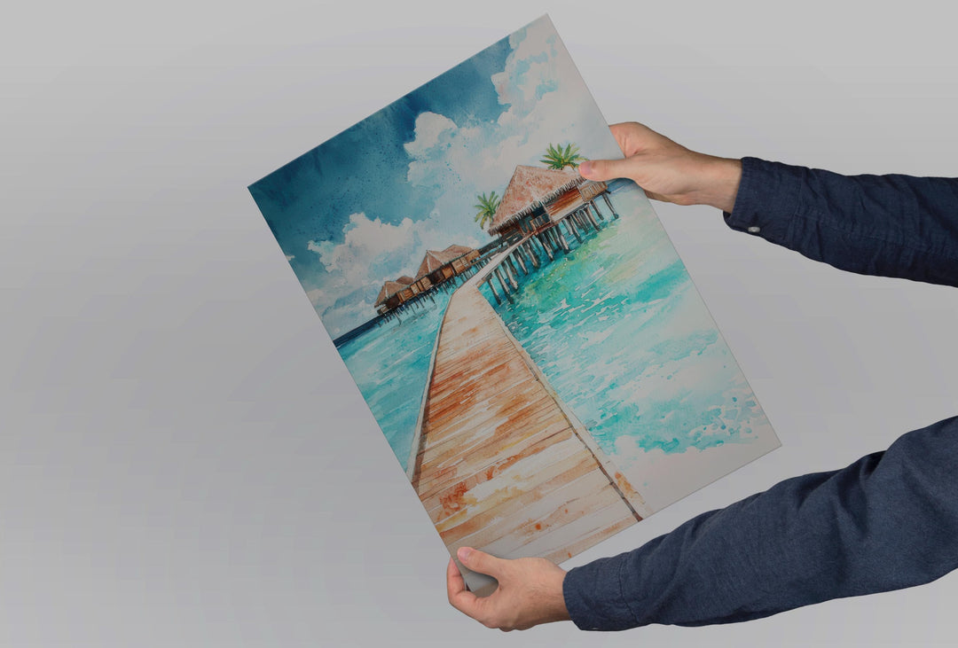 Maldives Watercolor Poster Maldives Travel Print Maldives Wall Art Maldives Island Painting Maldives Souvenir Tropical Decor