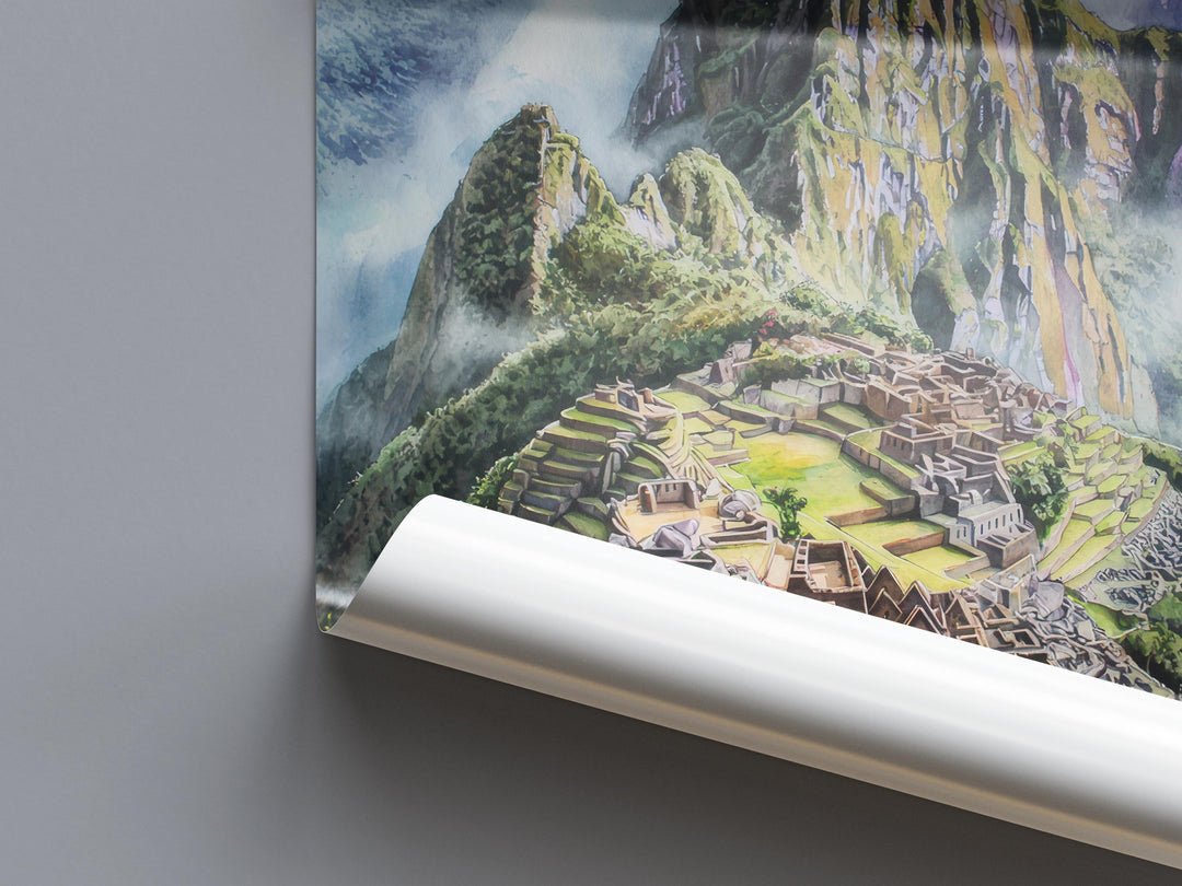 Machu Picchu Watercolor Poster Machu Picchu Travel Print Machu Picchu Wall Art Machu Picchu Painting Machu Picchu Souvenir Peru Decor