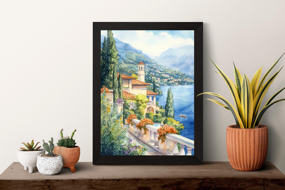 Lake Como Watercolor Poster Lake Como Travel Print Lake Como Wall Art Lake Como Painting Lake Como Souvenir Italy Decor