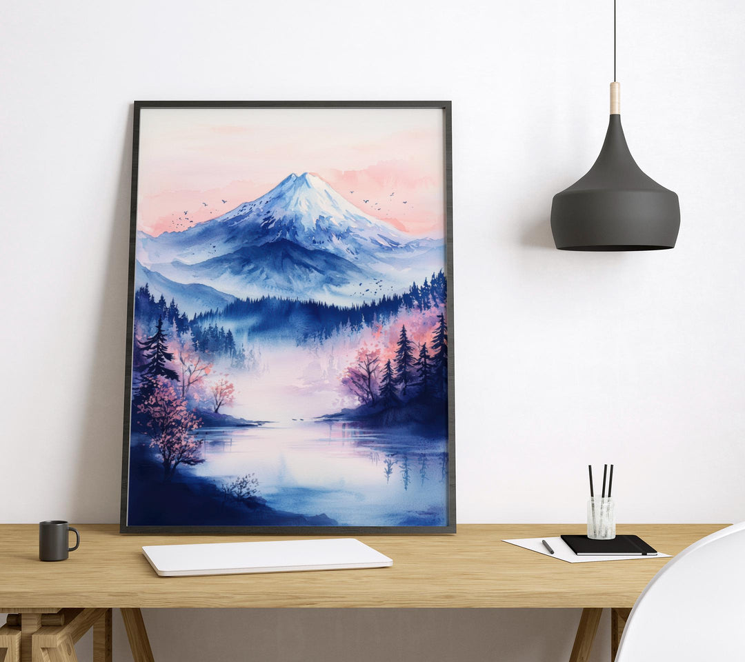 Mount Fuji Watercolor Poster Mount Fuji Travel Print Mount Fuji Wall Art Mount Fuji Landscape Painting Mount Fuji Souvenir Japan Decor