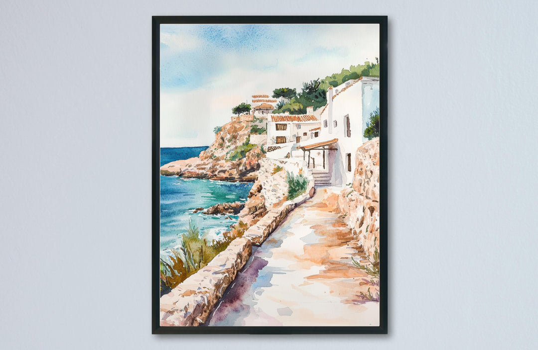 Ibiza Watercolor Poster Ibiza Travel Print Ibiza Wall Art Ibiza Landscape Painting Ibiza Souvenir Spain Island Decor