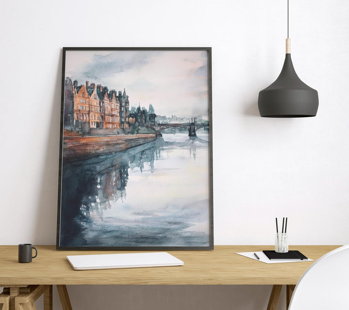 Glasgow Watercolor Poster Glasgow Travel Print Glasgow Wall Art Glasgow Cityscape Painting Glasgow Souvenir Scotland Decor