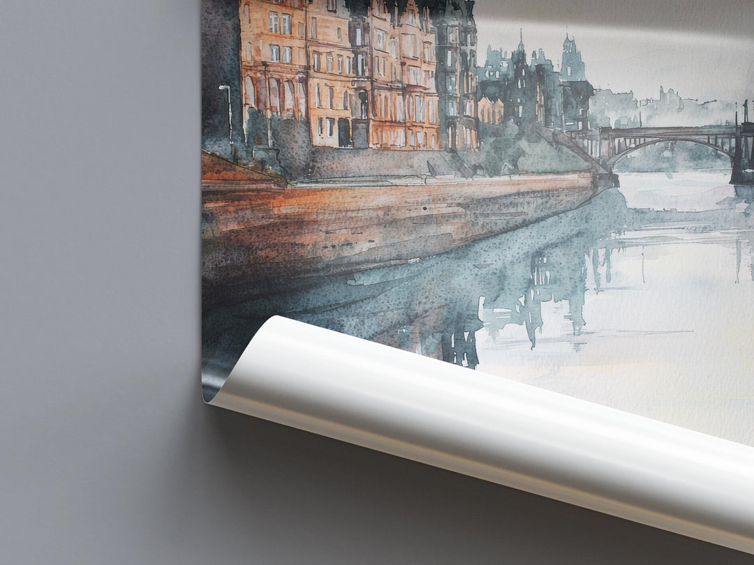Glasgow Watercolor Poster Glasgow Travel Print Glasgow Wall Art Glasgow Cityscape Painting Glasgow Souvenir Scotland Decor