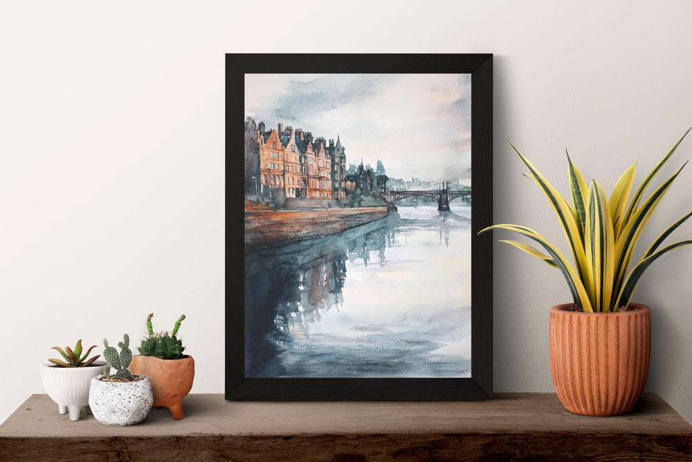 Glasgow Watercolor Poster Glasgow Travel Print Glasgow Wall Art Glasgow Cityscape Painting Glasgow Souvenir Scotland Decor