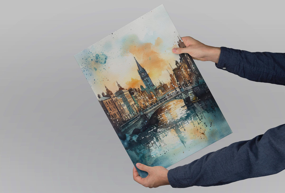 Dublin Watercolor Poster Dublin Travel Print Dublin Wall Art Dublin Cityscape Painting Dublin Souvenir Ireland Decor